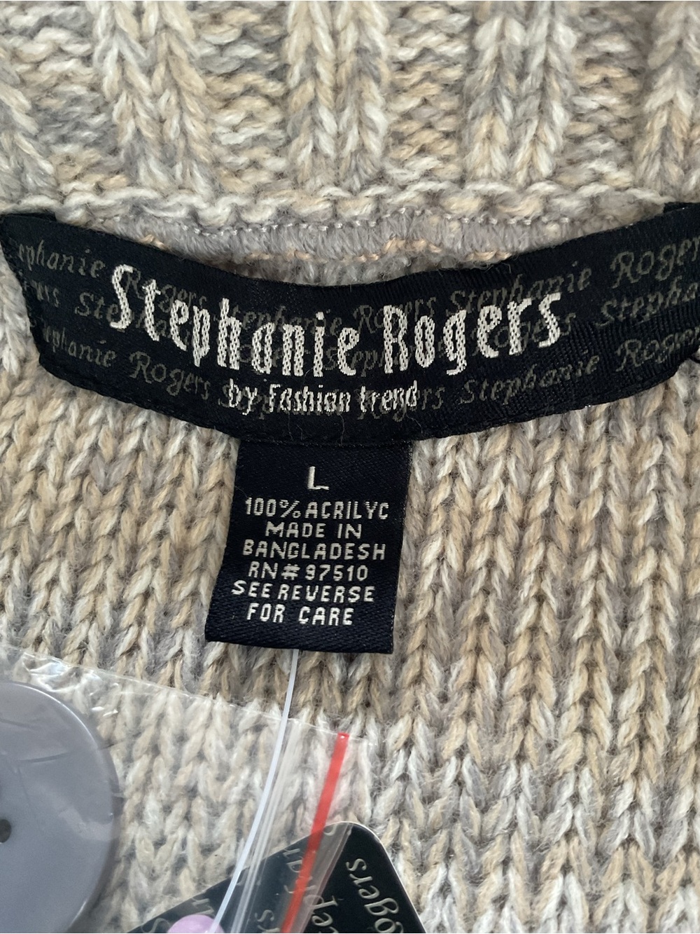 Stephanie Rogers Beige Knit Shawl Collar Long Cardigan Sweater L - Picture 7 of 14